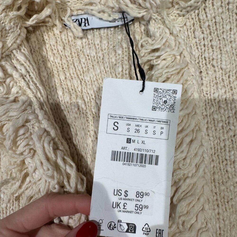 Zara - Fringed Knit Jacket - Size S - Picture 9 of 9